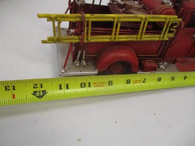 Vintage Style Red Firetruck All Metal Model Ladder Hose Bell Pump & Mack Pumper Firetruck & ERTL Firetruck