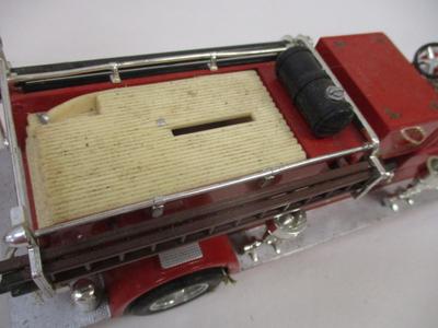 Vintage Style Red Firetruck All Metal Model Ladder Hose Bell Pump & Mack Pumper Firetruck & ERTL Firetruck