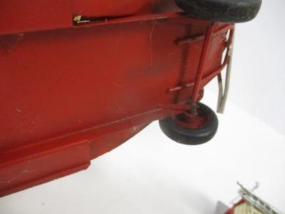Vintage Style Red Firetruck All Metal Model Ladder Hose Bell Pump & Mack Pumper Firetruck & ERTL Firetruck