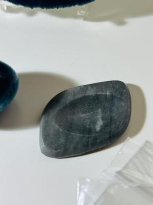 WORRY STONE, BLUE APATITE EGG SHAPED STONE, AGATE, JASPER AND MORE