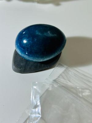 WORRY STONE, BLUE APATITE EGG SHAPED STONE, AGATE, JASPER AND MORE