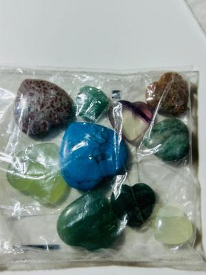WORRY STONE, BLUE APATITE EGG SHAPED STONE, AGATE, JASPER AND MORE