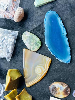 A VARIETY OF STONE BEADS AND OTHERS READY FOR CRAFTING