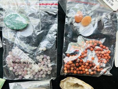 A VARIETY OF STONE BEADS AND OTHERS READY FOR CRAFTING