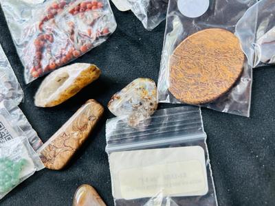A VARIETY OF STONE BEADS AND OTHERS READY FOR CRAFTING