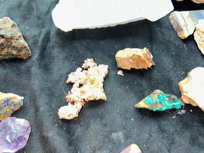 DUST FROM AROUND AN ACTUAL MAMMOTH FOSSIL SIGHT, RAW COPPER STONE, AMETHYST, CHRYSOCOLLA CRYSTAL, WHITE QUARTZ CRYSTAL, AND MORE AMAZING...