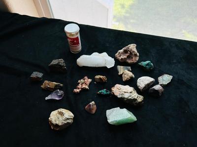 DUST FROM AROUND AN ACTUAL MAMMOTH FOSSIL SIGHT, RAW COPPER STONE, AMETHYST, CHRYSOCOLLA CRYSTAL, WHITE QUARTZ CRYSTAL, AND MORE AMAZING...