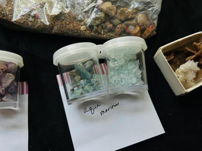AMETHYST, AQUA MARINE, RAW CHINESE GARNETS, PEACOCK BORNITE, MINERALS THAT LOOK LIKE THE NEED TO BE PANNED, AND MORE!