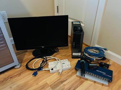 HP MONITOR, DELL OPTIPLEX 9010, BETGEAR 16 PORT GIGABITE SWITCH, 4G ROUTER AND MORE!