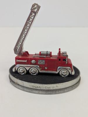 Vintage Fossil Limited Edition Timepiece Red Fire Truck Clock Ladder Moves