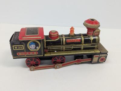 Vintage Smoking Pop Locomotive Train Tin Toy Litho