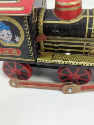 Vintage Smoking Pop Locomotive Train Tin Toy Litho