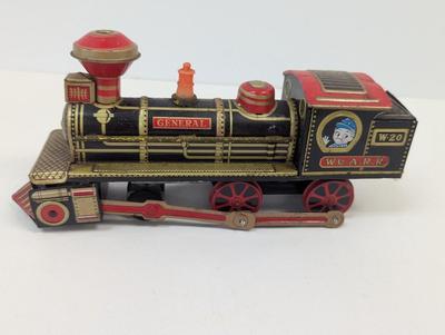 Vintage Smoking Pop Locomotive Train Tin Toy Litho