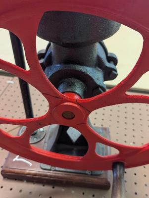 Artist Signed No. 2 Antique Coffee Grinder Burr Grain Wheel Cast Iron Table Lamp Works! Wheel Turned