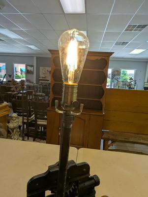 Antique Cast Iron Fruit Wine Press Sausage Stuffer Table Lamp Works!