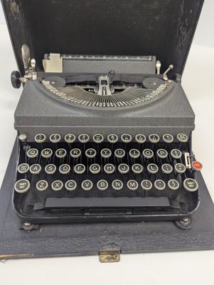 Antique Typewriter With Case Shelf