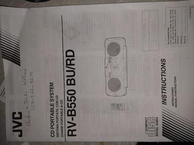 JVC CD PORTABLE SYSTEM WITH MANUEL