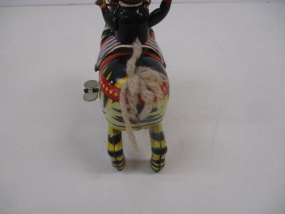 Vintage Masuya Jumping Zebra & Monkey Wind-up Tin Toy With Key