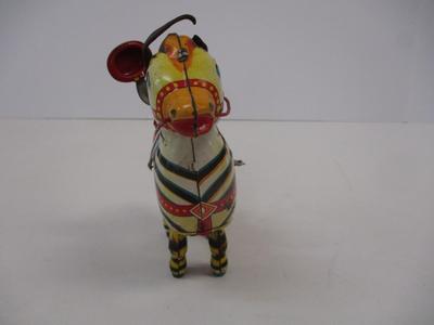 Vintage Masuya Jumping Zebra & Monkey Wind-up Tin Toy With Key