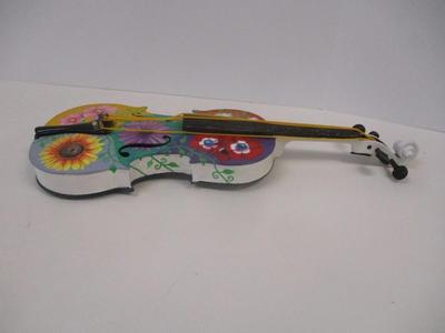 Multi-Colored Violin Plastic Strings Folk Art Hand Painted