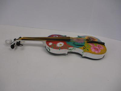 Multi-Colored Violin Plastic Strings Folk Art Hand Painted
