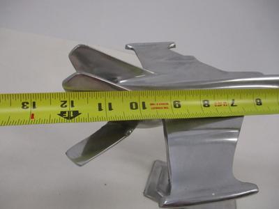 Vintage 1970's Machined Metal Fighter Jet Plane Model With Stand