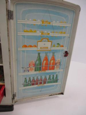 Vintage Wolverine Toy Co. Tin Refrigerator Lithograph Metal Kid's Toy
