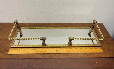 Late 20th Century Hollywood Regency Stylebuilt Rope Tassel Glass Vanity Tray