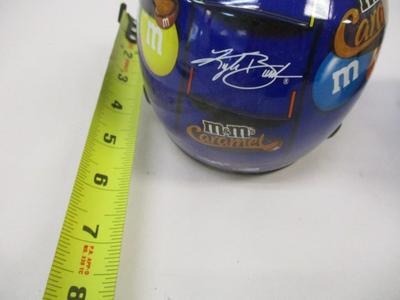 Kyle Busch Mini Helmet M&M Caramel Joe Gibbs Racing NASCAR Auto Pin Signature & M & M Blue White Pickup Truck Candy Dispenser