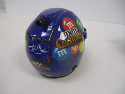 Kyle Busch Mini Helmet M&M Caramel Joe Gibbs Racing NASCAR Auto Pin Signature & M & M Blue White Pickup Truck Candy Dispenser