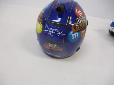 Kyle Busch Mini Helmet M&M Caramel Joe Gibbs Racing NASCAR Auto Pin Signature & M & M Blue White Pickup Truck Candy Dispenser