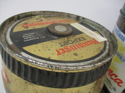 Vintage Miniature Beer Keg (empty) Henninger Export Can - Movie Classics Popcorn Tin Casablanca Tarzan Zorro Houston Foods Co. &...