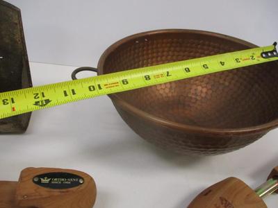 Vintage Match Holder - Ortho - Ve Wood & Maple Shoe Mold - Copper Mixing Bowl