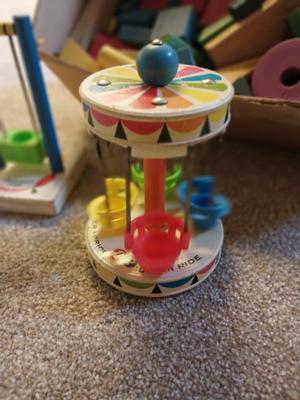 VINTAGE WOODEN BLOCKS AND FISHER PRICE CAROUSEL
