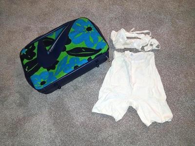 VINTAGE SMALL SUITCASE AND VINTAGE UNDERGARMENTS