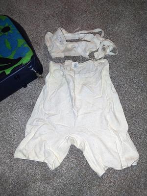 VINTAGE SMALL SUITCASE AND VINTAGE UNDERGARMENTS