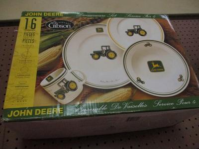 16 Piece Set John Deere Dinnerware Gibson Tractor Dishes Choice 1