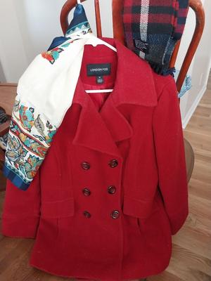 LONDON FOG PEACOCK COAT AND SCARVES