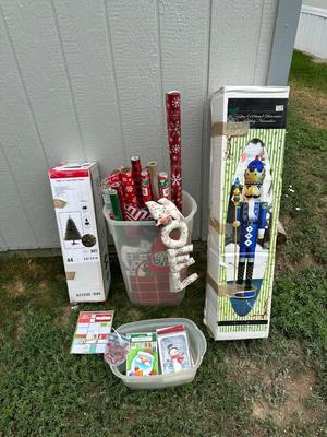 42" HOLIDAY NUTCRACKER, 4 FT LIT TREE AND GIFT WRAPPING SUPPLIES