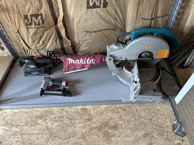 MAKITA 10" MITER SAW, AIR NAILER AND A SANDER