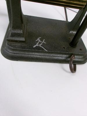 Artist Signed 1880's Antique Cast Iron Fluting Pleater Crimper Ruffler Roller Machine Table Lamp Works!