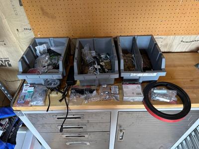 3 STACKABLE BINS OF HARDWARE