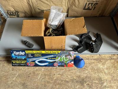 TOW CHAIN, TURBO PUMP, TRAILER CONNECTOR AND FUNNEL