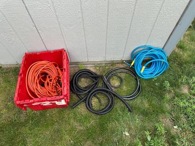 EXTENSION CORDS, AIR HOSES AND HOSE