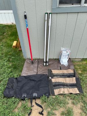 XTEND POLE, SHOP LIGHT, SAMSUNG REFRIGERATOR & FREEZER WATER FILTER, TARP, AND TOOL ROLLS