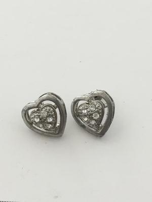 Unmarked silver tone heart stud earrings