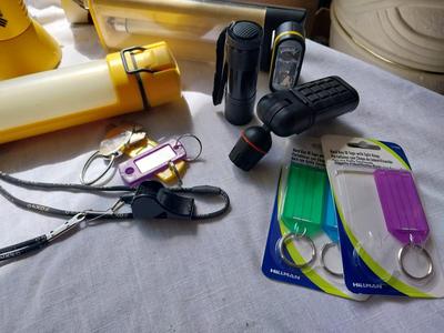 VARIETY OF FLASHLIGHTS AND CLOCK