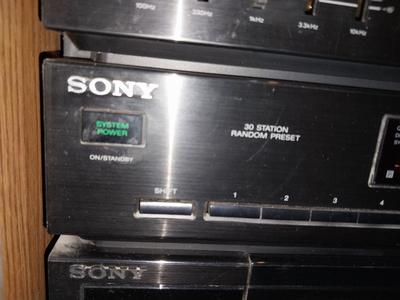 VINTAGE SONY STEREO SYSTEM IN CABINET WITH TOWER SPEAKERS