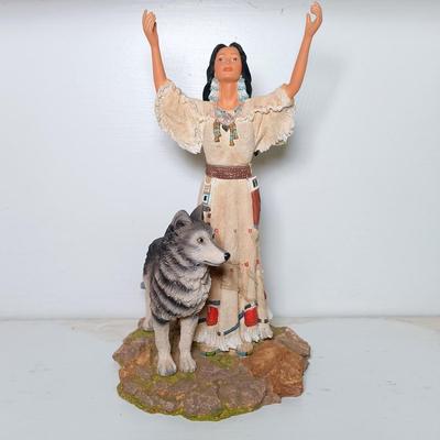 LOT 6: Set of (6) Hamilton Collection Native American Women Figurines w/ Faux Carved Horn Figurines