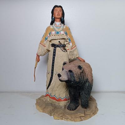 LOT 6: Set of (6) Hamilton Collection Native American Women Figurines w/ Faux Carved Horn Figurines